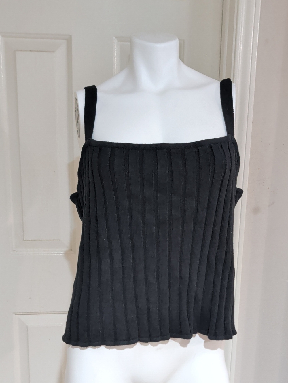 Eloquii Black Ribbed Square-Neck Tank Women's 22/24